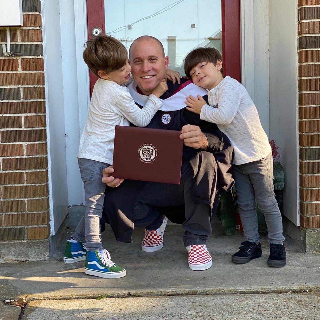 Ronnie with his two children after completing his master's degree and passing his licensure exam in December 2019. (Courtesy of <a href="https://www.facebook.com/CaptRonnie">Ronnie Delaune</a>)