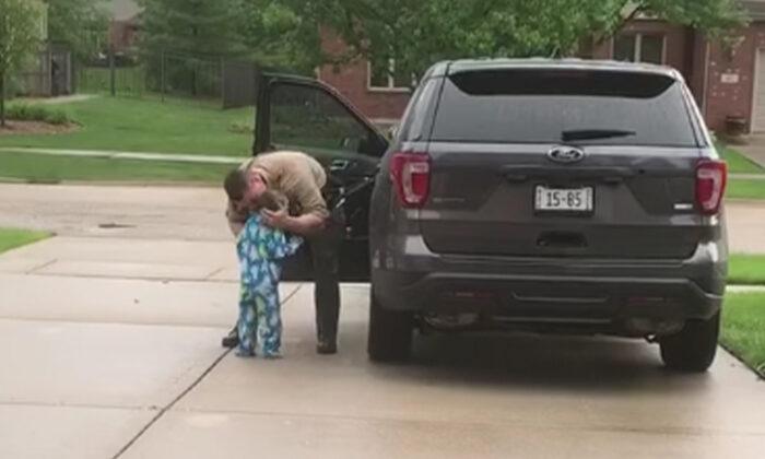 ‘Just One More Kiss’: Heartwarming Video Shows an Officer Saying Goodbye to Son Before Work