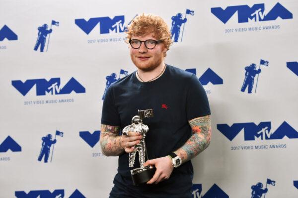 Ed Sheeran, winner of Artist of the Year, poses in the press room during the 2017 MTV Video Music Awards at The Forum in Inglewood, Calif., on Aug. 27, 2017. (Alberto E. Rodriguez/Getty Images)
