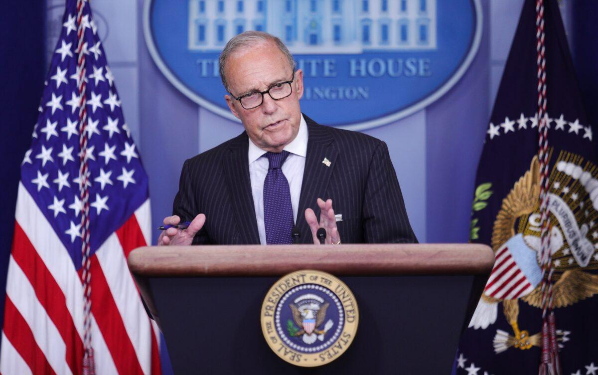 White House economic advisor Larry Kudlow addresses a press briefing on the U.S. economy and new U.S. employment and unemployment numbers in the Brady Press Briefing Room at the White House in Washington, on July 2, 2020. (Tom Brenner/Reuters)
