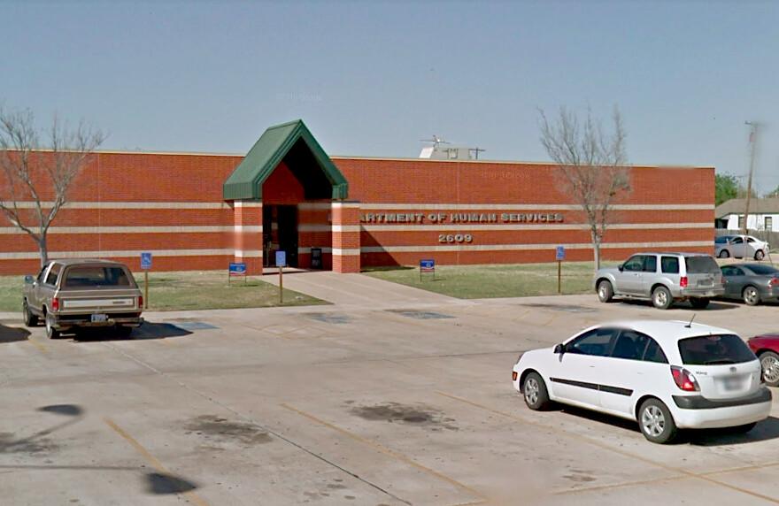 The Oklahoma Department of Human Services in Lawton, Oklahoma (Screenshot/<a href="https://www.google.com/maps/@34.5946733,-98.4294977,3a,32.7y,28.04h,86.87t/data=!3m6!1e1!3m4!1sah9o68qU3PeQ6JAg53RseA!2e0!7i13312!8i6656">Google Maps</a>)