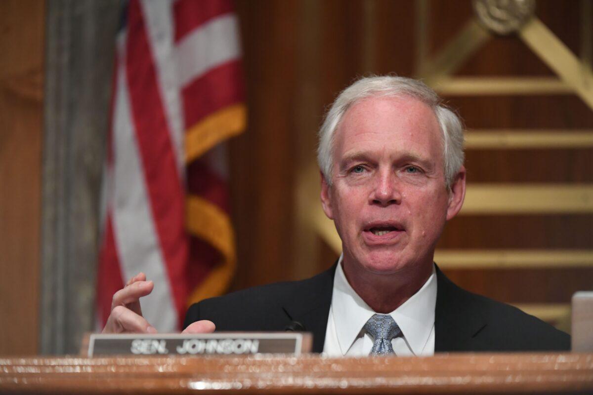 Senate Homeland Security and Governmental Affairs Chairman Ron Johnson (R-Wis.) speaks in Washington on Aug. 6, 2020. (Toni L. Sandys/Pool/AFP via Getty Images)