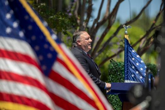 U.S. Secretary of State Mike Pompeo delivers a speech on Communist China and the future of the free world at the Richard Nixon Presidential Library on July 23, 2020 in Yorba Linda, California. (David McNew/Getty Images)