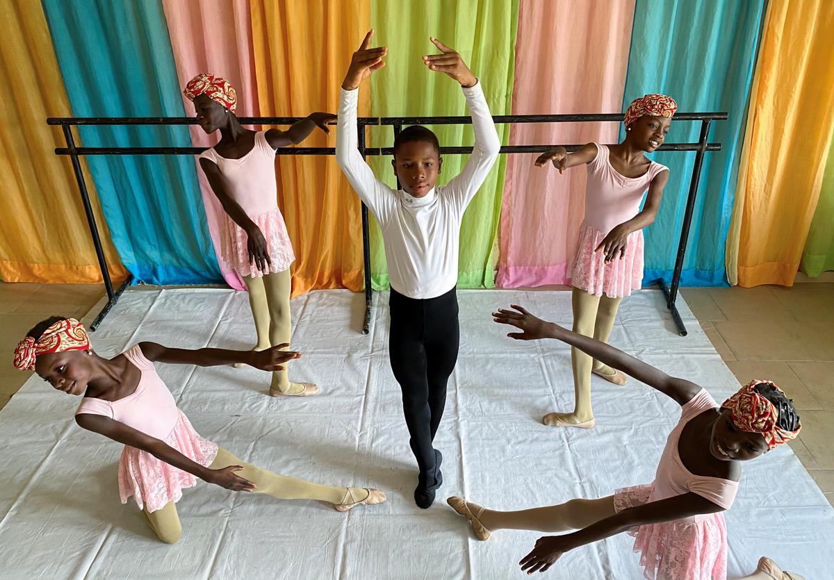 Anthony Mmesoma Madu, 11, poses during a rehearsal with other students at the Leap of Dance Academy in Lagos, Nigeria, on July 27, 2020. (Seun Sanni/REUTERS)