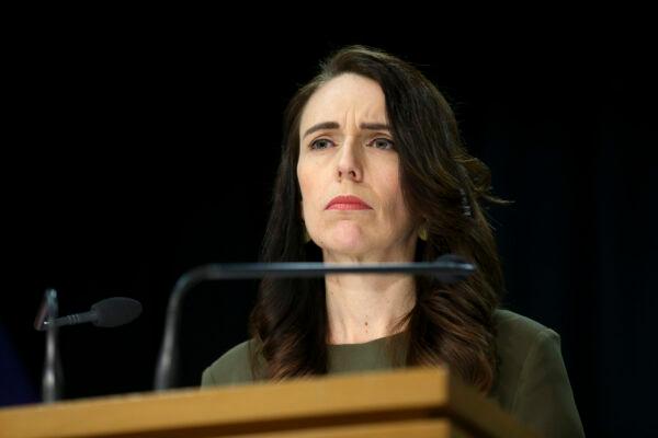 New Zealand Prime Minister Jacinda Ardern speaks to media during a press conference at Parliament in Wellington, New Zealand, on Aug. 17, 2020. (Hagen Hopkins/Getty Images)