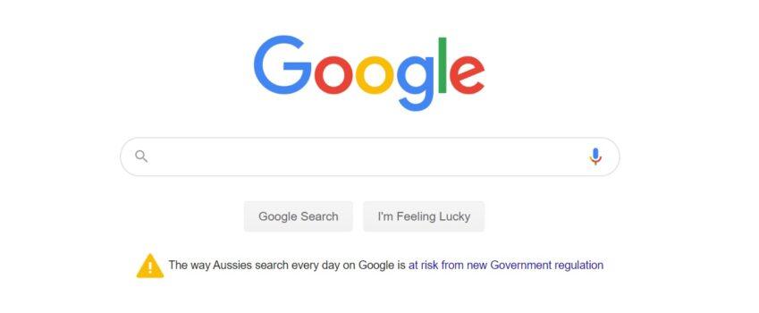 A disclaimer on the Google search page directing Australian users to an open letter regarding the Australian government's upcoming legislation on Aug. 17 (Screenshot).