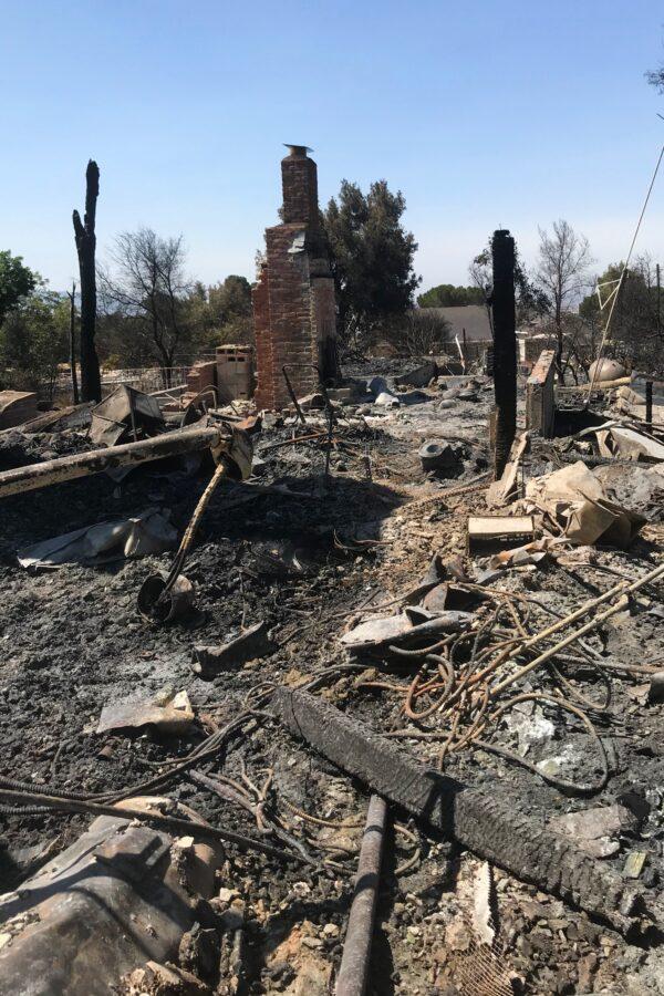 The home of Won Lee and Myung Ok Lee was destroyed by the Apple Fire in Cherry Valley, Calif., on July 31, 2020. (Courtesy of Jennifer Chen)