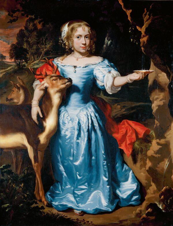 Portrait of a girl with a deer, circa 1671, by Nicolaes Maes. Oil on canvas; 52 1/8 inches by 40 1/8 inches. Private collection. (2006 Christie’s Images Limited)