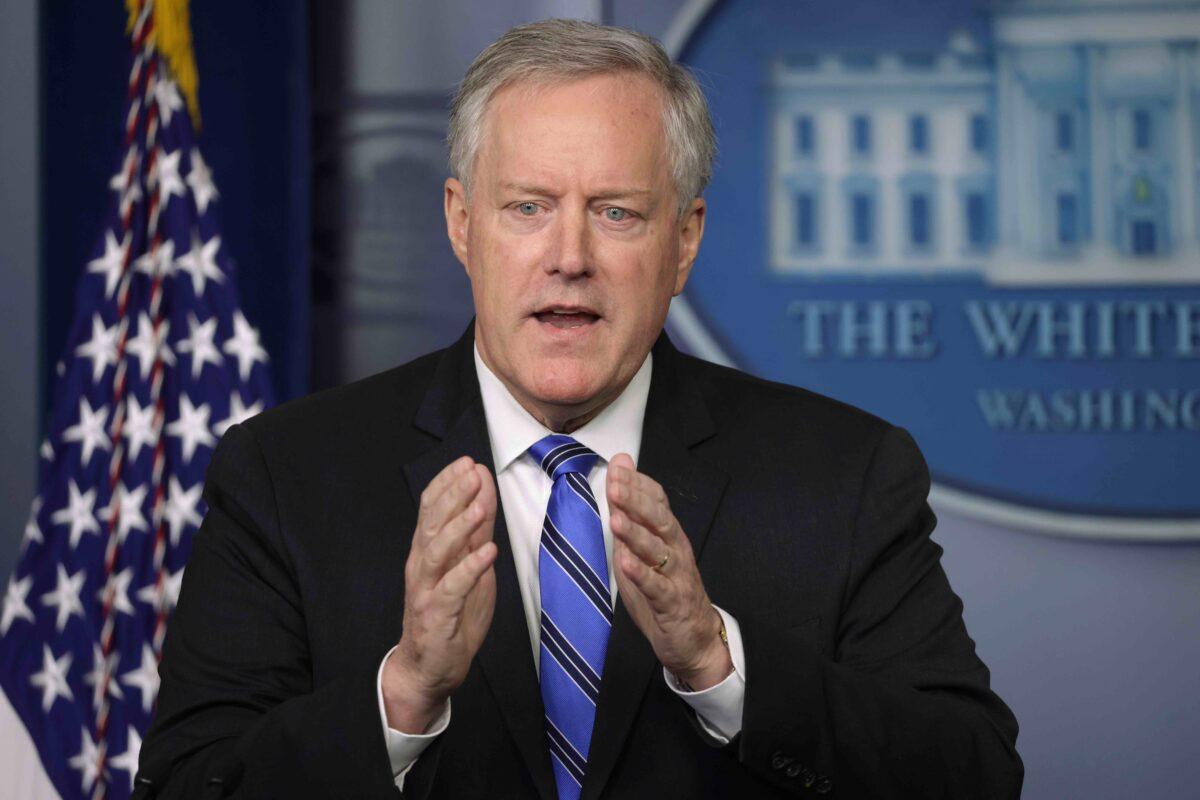 Then-White House chief of staff Mark Meadows speaks during a news briefing in the James Brady Press Briefing Room of the White House on July 31, 2020. (Alex Wong/Getty Images)