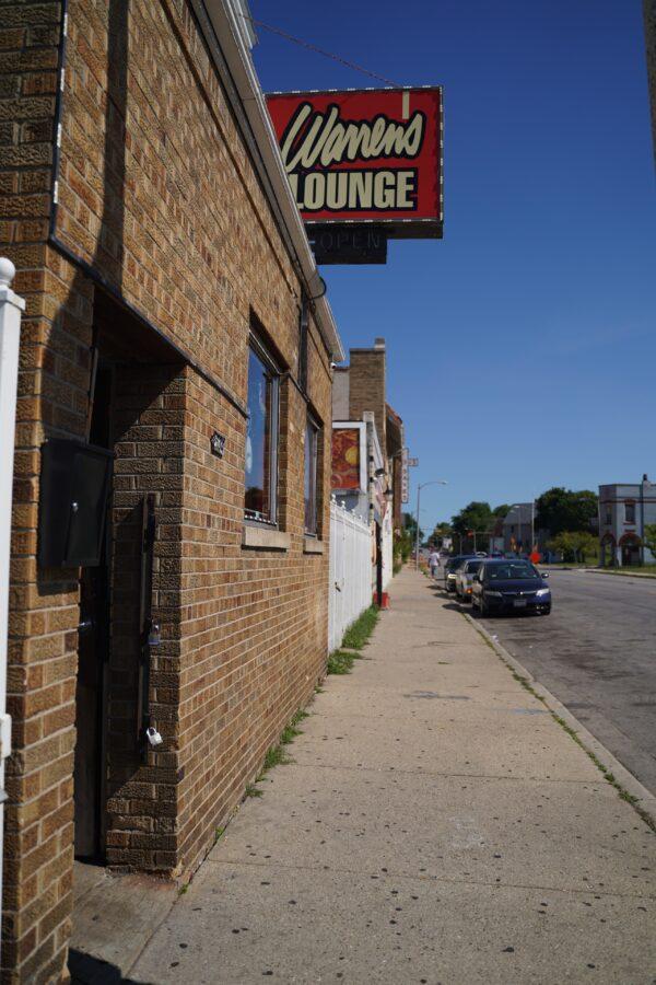 Warren's Lounge in the distressed neighborhood of Franklin Heights in Milwaukee, Wis., on Aug. 7, 2020. (Cara Ding/The Epoch Times)