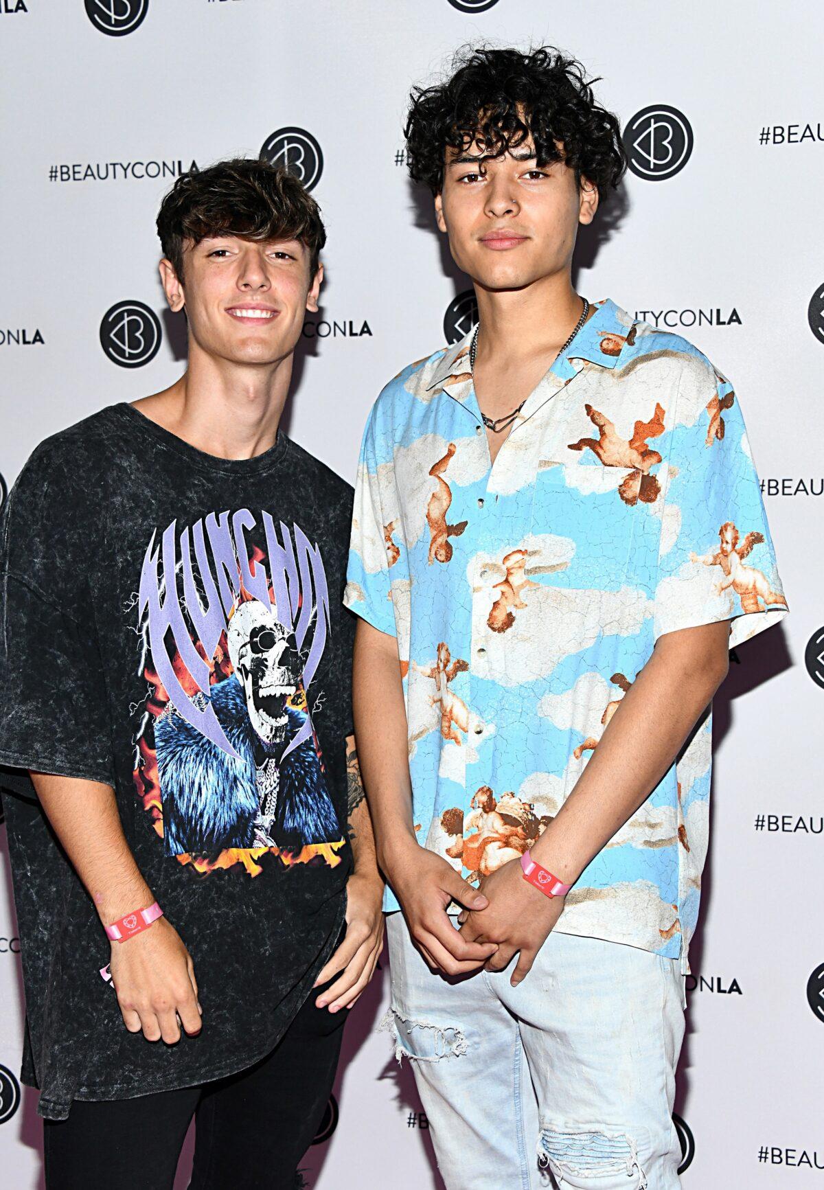 Bryce Hall, left, and Giovanny Valencia attend an event in Los Angeles, Calif., on Aug. 11, 2019. (Araya Diaz/Getty Images for Beautycon)