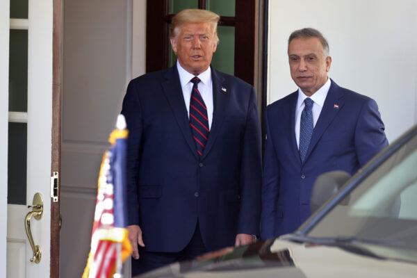President Donald Trump (L) welcomes Iraqi Prime Minister Mustafa Al-Kadhimi to the White House in Washington, on Aug. 20, 2020. (Chip Somodevilla/Getty Images)