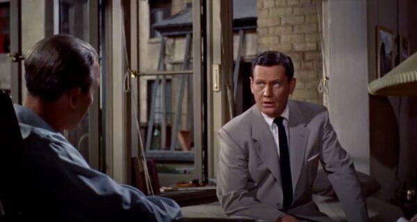 (L–R) James Stewart and Wendell Corey in “Rear Window.” (Paramount Pictures)