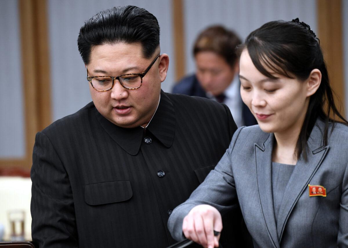 North Korean Leader Kim Jong Un (L) and sister Kim Yo Jong attend the Inter-Korean Summit at the Peace House in Panmunjom, South Korea, on April 27, 2018. (Korea Summit Press Pool/Getty Images)