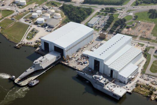 U.S.S. Montgomery (L.C. S 8) rolls out of Austal's Bay 4 in Mobile, Alabama (Supplied by Austal)