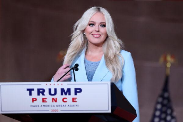 Tiffany Trump, daughter of President Donald Trump, prepares to pre-record her address to the Republican National Convention inside an empty Mellon Auditorium in Washington, on Aug. 25, 2020. (Chip Somodevilla/Getty Images)