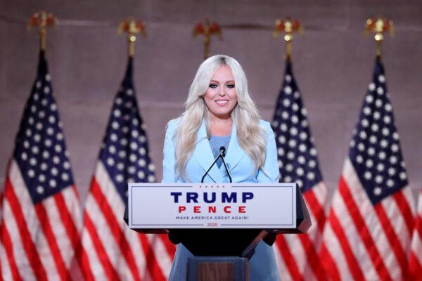 Tiffany Trump, daughter of President Donald Trump, pre-records her address to the Republican National Convention inside Mellon Auditorium in Washington, on Aug. 25, 2020. (Chip Somodevilla/Getty Images