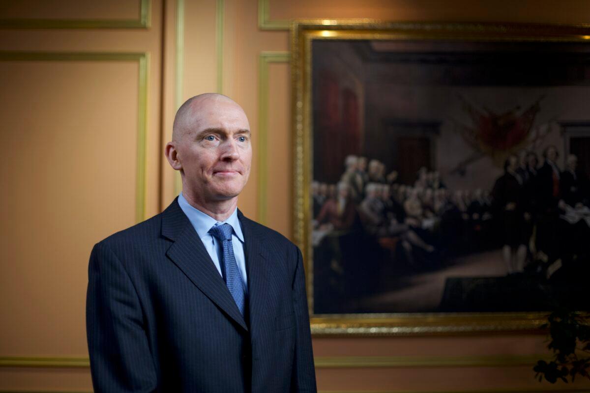  Former Trump campaign advisor Carter Page in New York on Aug. 21, 2020. Page was one of two Trump campaign advisers who were targeted by Stefan Halper. (Brendon Fallon/The Epoch Times)