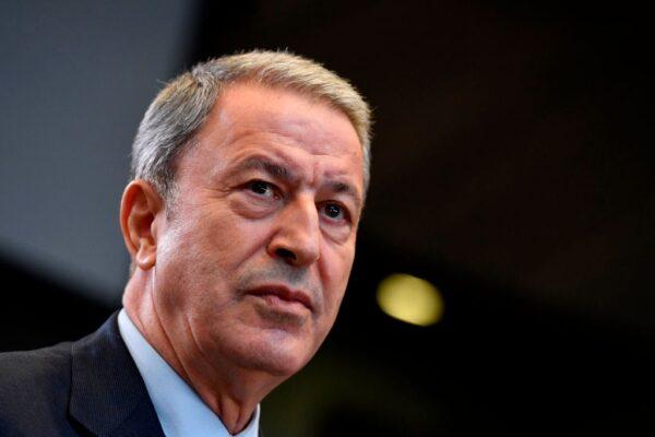 Turkish Defense Minister Hulusi Akar looks on during a NATO defense ministers meeting, at the NATO headquarters in Brussels on Oct. 24, 2019. (John Thys/Getty Images)