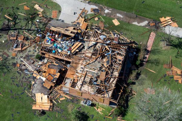 Hurricane Laura damage on Aug. 27, 2020, in Lake Charles, La. (Bill Feig/AP Photo/POOL)