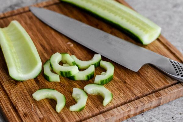 Seed and slice the cucumber. (Audrey Le Goff)