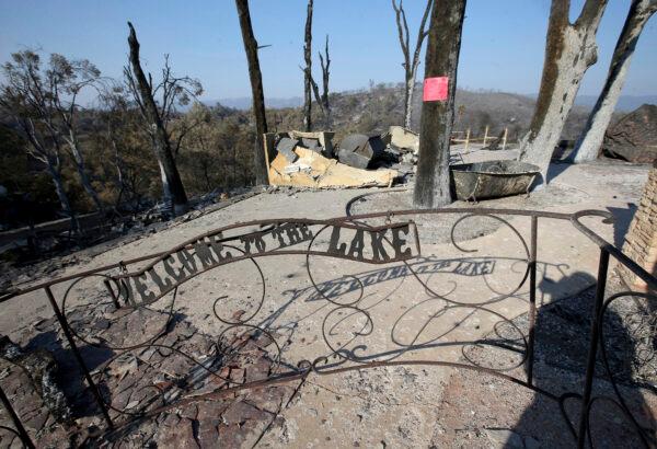 A destroyed home is seen on a burnt hillside off Berryessa Knoxville Road in Lake Berryessa, Calif., on Aug. 27, 2020. (Jane Tyska/Bay Area News Group)