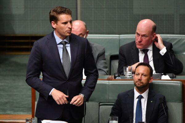 Andrew Hastie during Question Time in the House of Representatives at Parliament House in Canberra on Nov. 27, 2019. (AAP Image/Mick Tsikas)