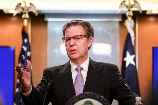 Ambassador-at-Large for International Religious Freedom Sam Brownback speaks at the Department of State in Washington on June 21, 2019. (Samira Bouaou/The Epoch Times)