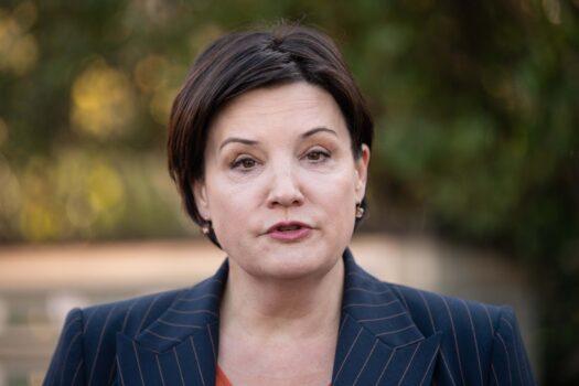 NSW Opposition Leader Jodi McKay speaks with media outside Green Trees Estate in Sydney, Friday, July 24, 2020. (AAP Image/James Gourley) NO ARCHIVING