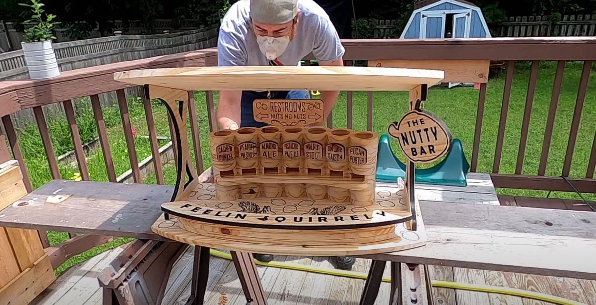 Michael Dutko with The Nutty Bar that he built in his backyard in Hilliard, Ohio. (Courtesy of Michael Dutko)
