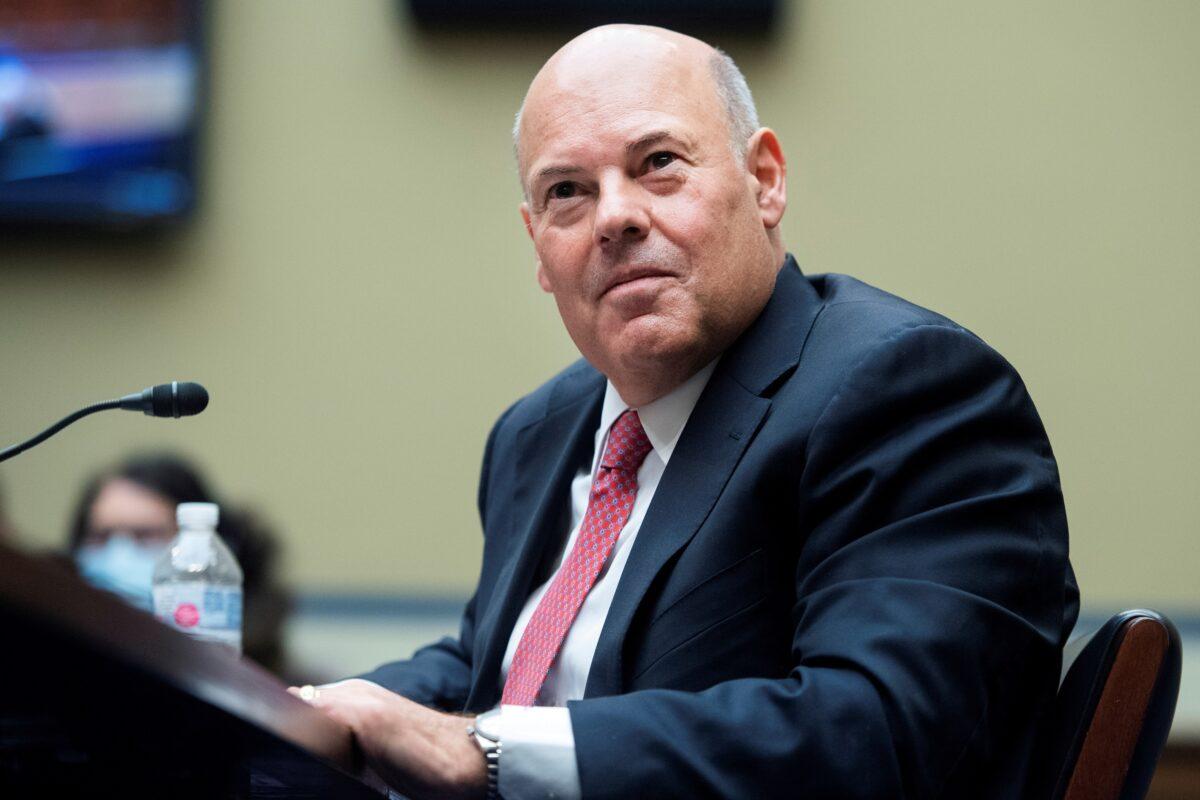 Postmaster General Louis DeJoy testifies during the House Oversight and Reform Committee hearing in the Rayburn House Office Building in Washington on Aug. 24, 2020. (Tom Williams/Pool via Reuters)
