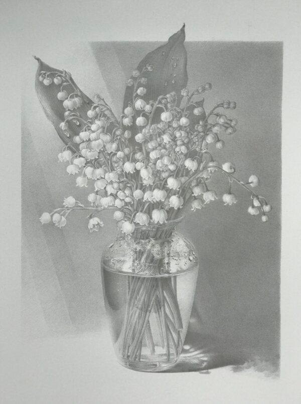 “Lily of the Valley,” 2019, by Anzhelika Doliba. Silverpoint on prepared paper; 9 inches by 12 inches.  (Anzhelika Doliba)