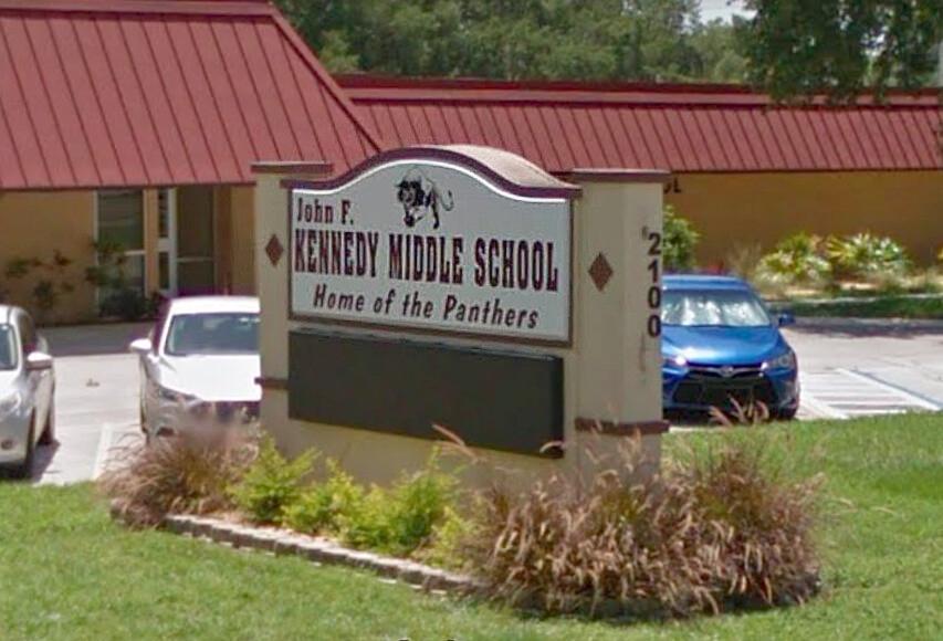  John F. Kennedy Middle School in Rockledge, Fla. (Screenshot/<a href="https://www.google.com/maps/@28.3253731,-80.7426142,3a,15y,130.15h,86.01t/data=!3m6!1e1!3m4!1s5OisaV-SDxNdXU9giuASeQ!2e0!7i13312!8i6656">Google Maps</a>)