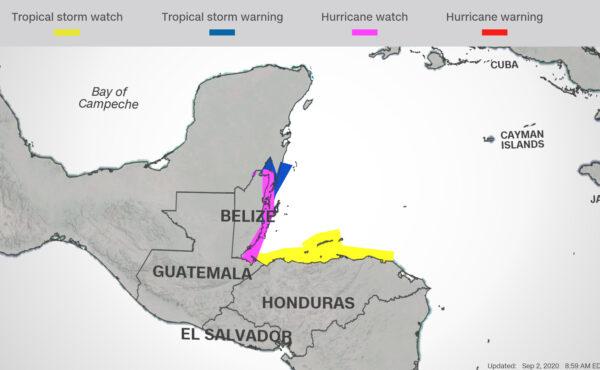 Belize hurricane watch for the nation's entire coast. (CNN Weather)