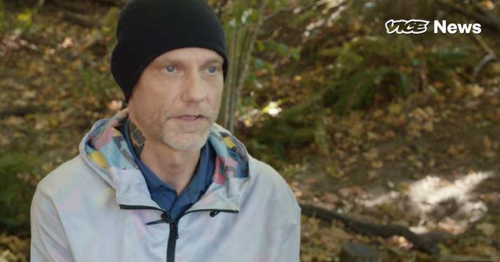 In this still image from video, Michael Forest Reinoehl speaks to a reporter about the shooting in Portland, Ore., in an undated interview. (Vice News)