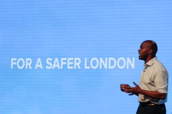 Shaun Bailey, Conservative candidate for the Mayor of London, delivers a speech on the third day of the Conservative Party Conference at Manchester Central in Manchester, England, on Oct. 1, 2019. (Ian Forsyth/Getty Images)
