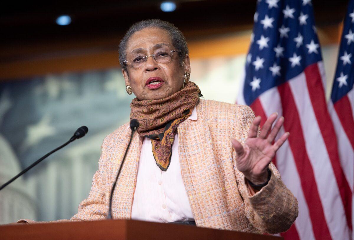 Del. Eleanor Holmes Norton (D-D.C.) speaks during a press conference on Capitol Hill in Washington on May 21, 2020. (Saul Loeb/AFP via Getty Images)