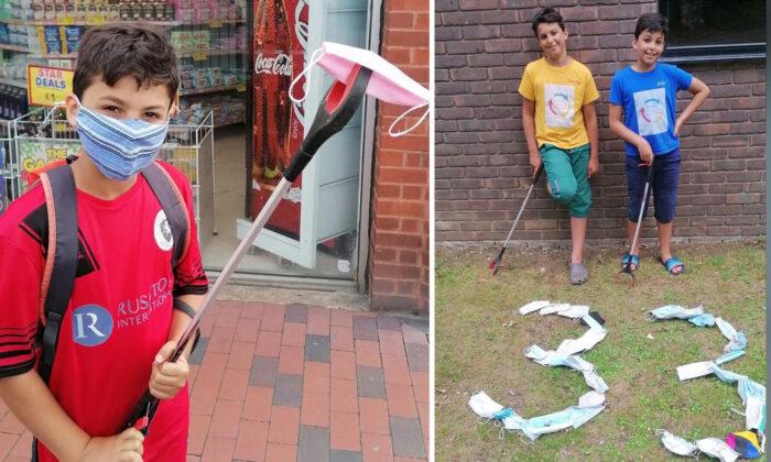 ‘Litter Kickers’: Two Young Brothers Pick Up Littered Face Masks Around Their Neighborhood