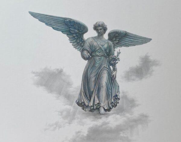 “Angel of the Waters,” 2020, by Anzhelika Doliba. Silverpoint on paper over thin casein paint layer. (Anzhelika Doliba)