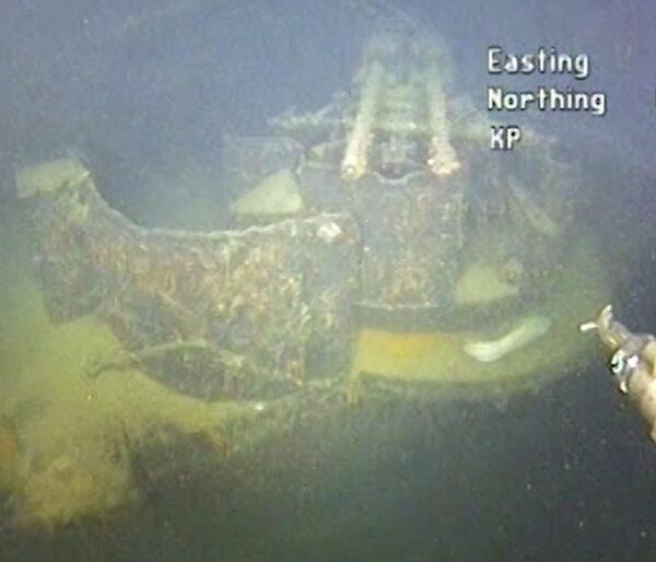 An element of sunken German WWII warship cruiser "Karlsruhe" is seen in this undated photo obtained by Reuters on Sept. 7, 2020. (Statnett/Handout via Reuters)