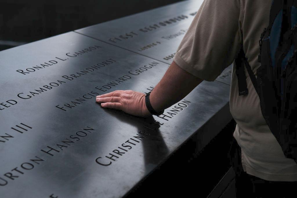 Visitors walk on the grounds of the 9/11 Memorial and Museum in New York City on Sept. 5, 2019 (Spencer Platt/Getty Images)
