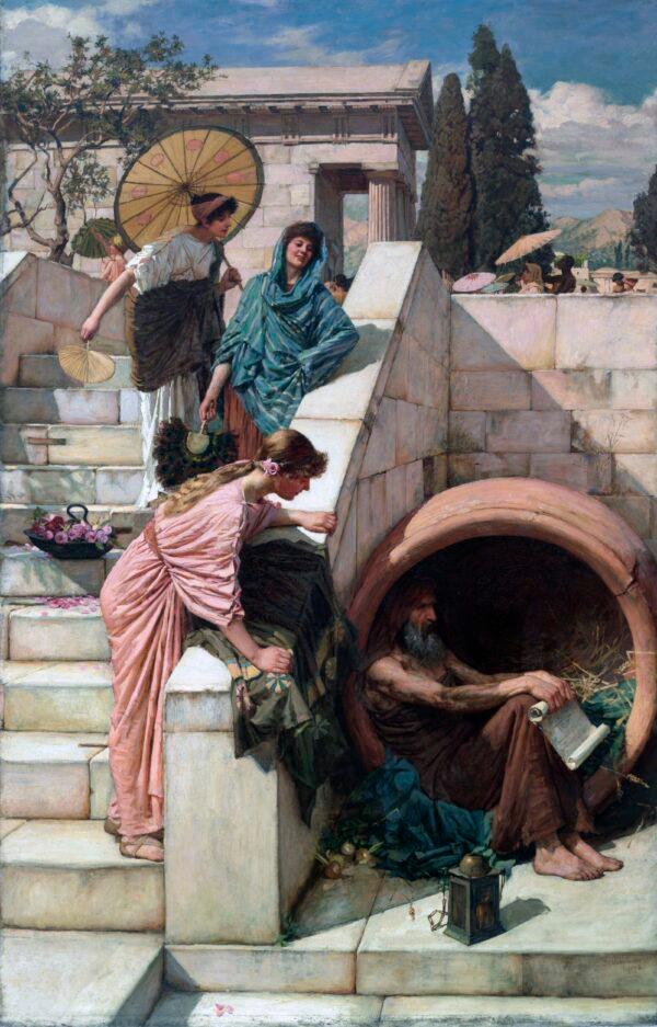 “Diogenes,” 1882, by John William Waterhouse. Oil on canvas, 82 inches by 53 inches. Art Gallery of New South Wales, Sydney, Australia. (Public Domain)