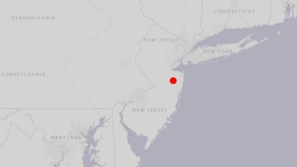 The map shows the location of a small 3.1 magnitude earthquake that shook parts of New Jersey early on Sept. 9, 2020. (USGS)