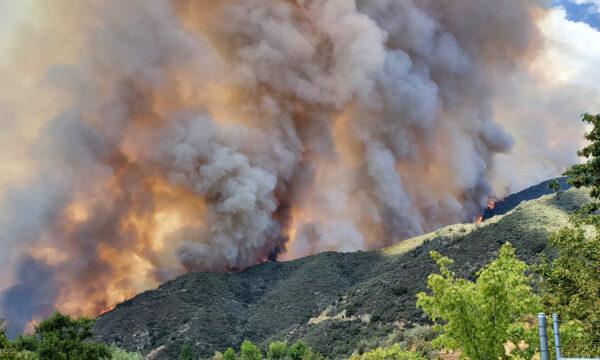 Smoke emanates from the El Dorado Fire in San Bernardino County, Calif., on Sept. 5, 2020. (Courtesy of a local photographer on the scene)