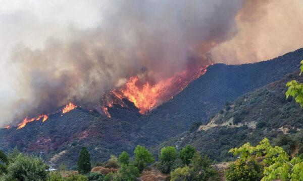  The El Dorado Fire burns across a ridge in San Bernardino County, Calif., on Sept. 5, 2020. (Courtesy of a local photographer on the scene)
