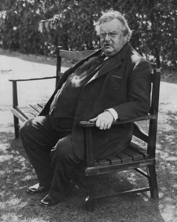  English author G.K. Chesterton in the garden of his home in Beaconsfield, England. (Keystone/Getty Images)