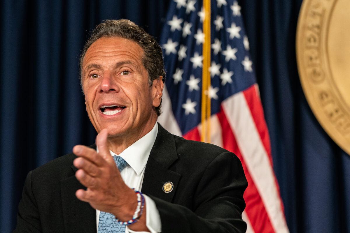 New York Gov. Andrew Cuomo speaks during a daily media briefing at the Office of the Governor of the State of New York in New York City on July 23, 2020. (Jeenah Moon/Getty Images)