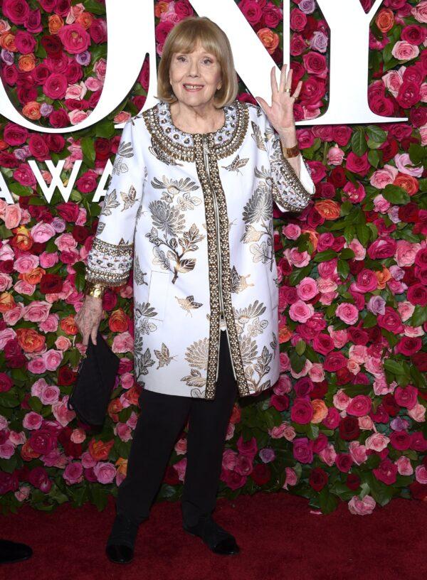 Britain's Diana Rigg arrives at the 72nd annual Tony Awards at Radio City Music Hall in New York, N.Y., on June 10, 2018. (Evan Agostini/Invision/AP)