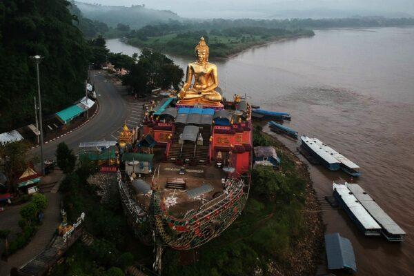 A giant Buddha on the Thai side of the Golden Triangle in Chiang Rai Province on Sept. 20, 2019. China wants to cut a canal through southern Thailand to build a bypass to the Strait of Malacca. (Lillian Suwanrumpha/AFP via Getty Images)