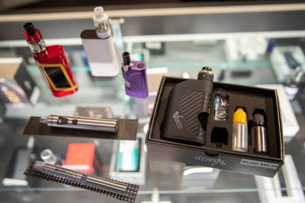 Vaping devices are displayed at a store in New York on Jan. 2, 2020. (Mary Altaffer/AP Photo)